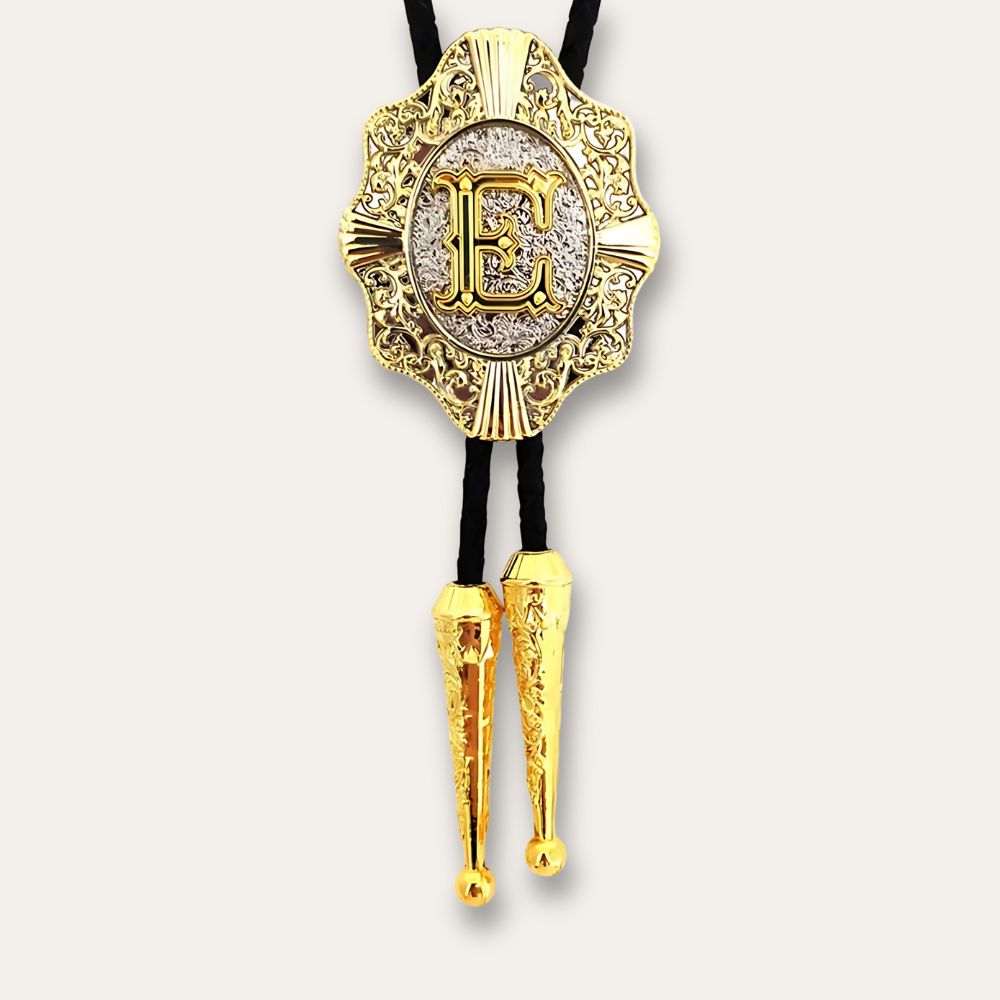 Letter bolo tie, e finish