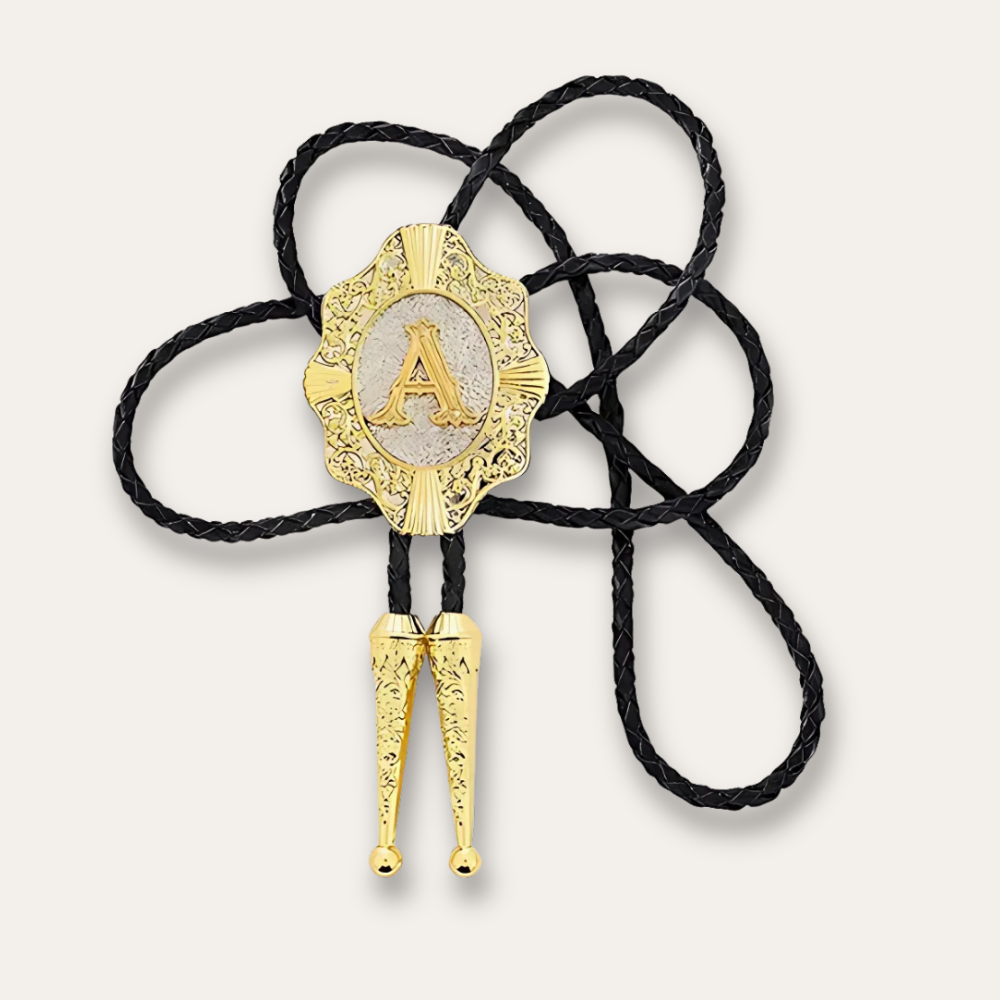 Letter bolo tie, a finish