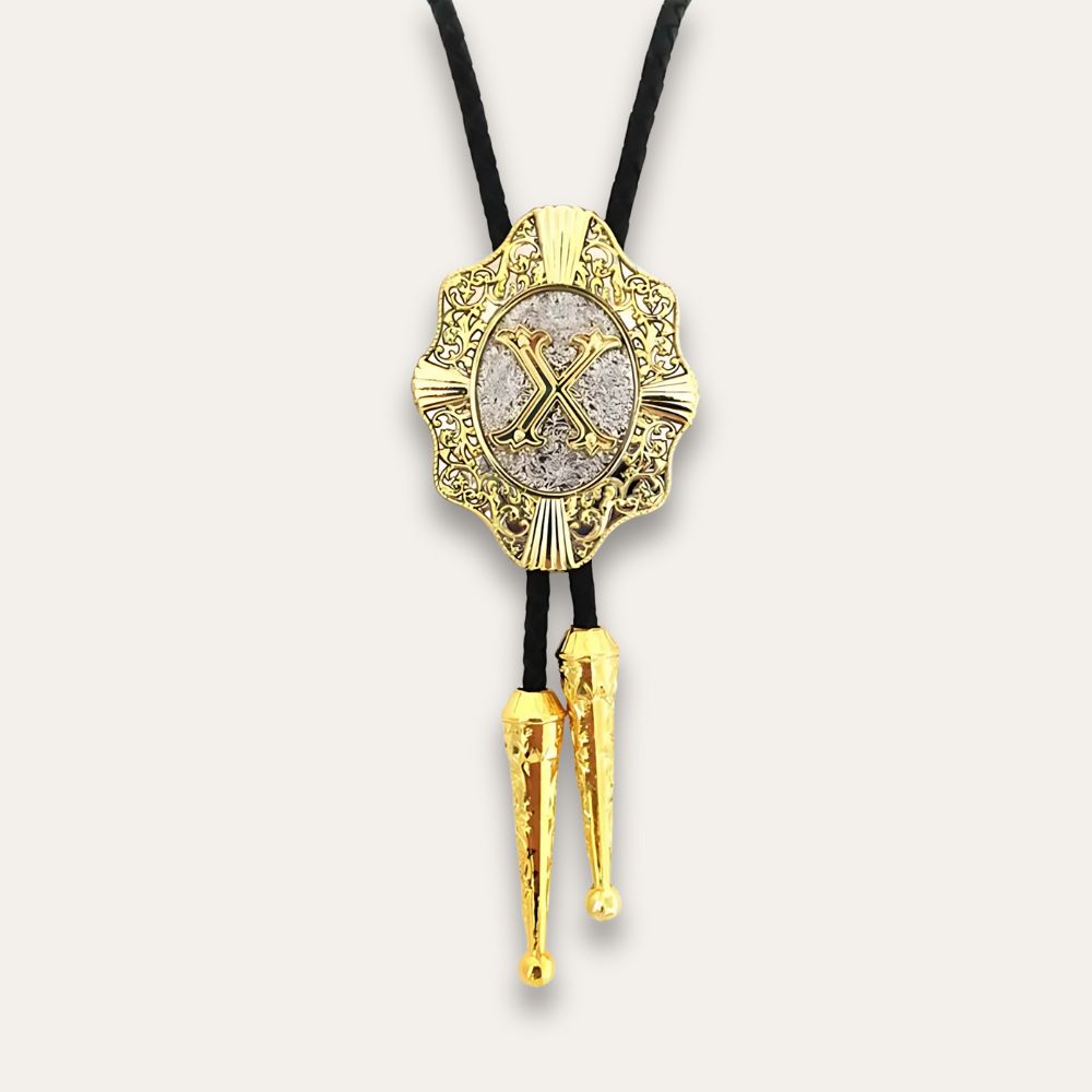 Letter bolo tie, x finish