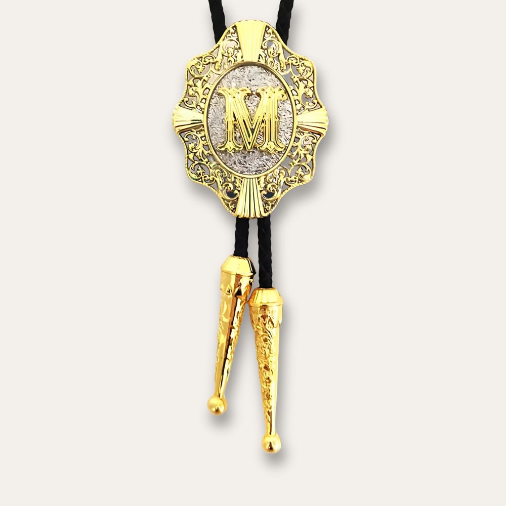 Letter bolo tie, m finish