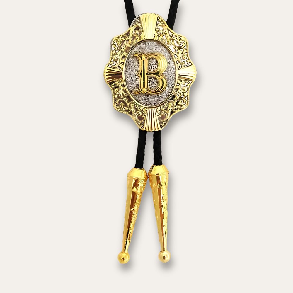 Letter bolo tie, b finish