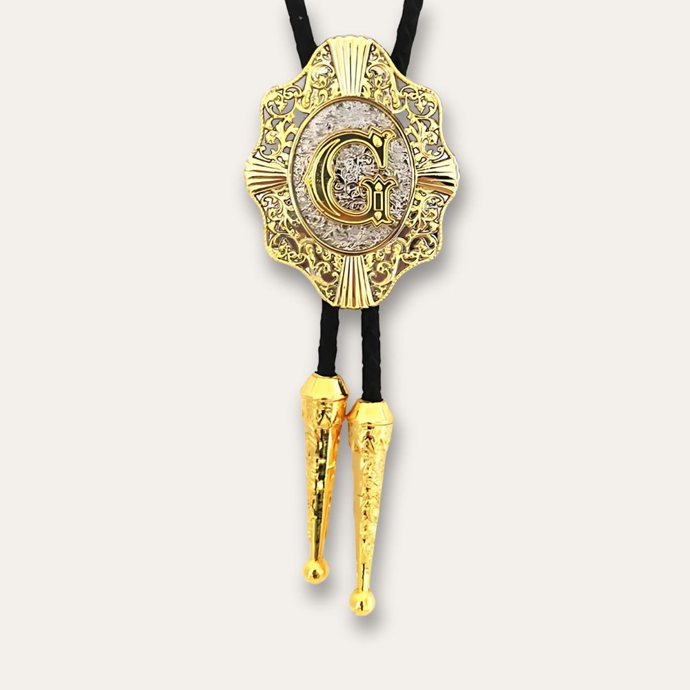 Letter bolo tie, g finish
