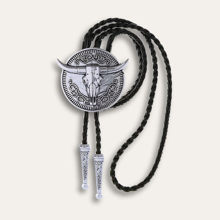 Longhorn bolo tie, grey finish