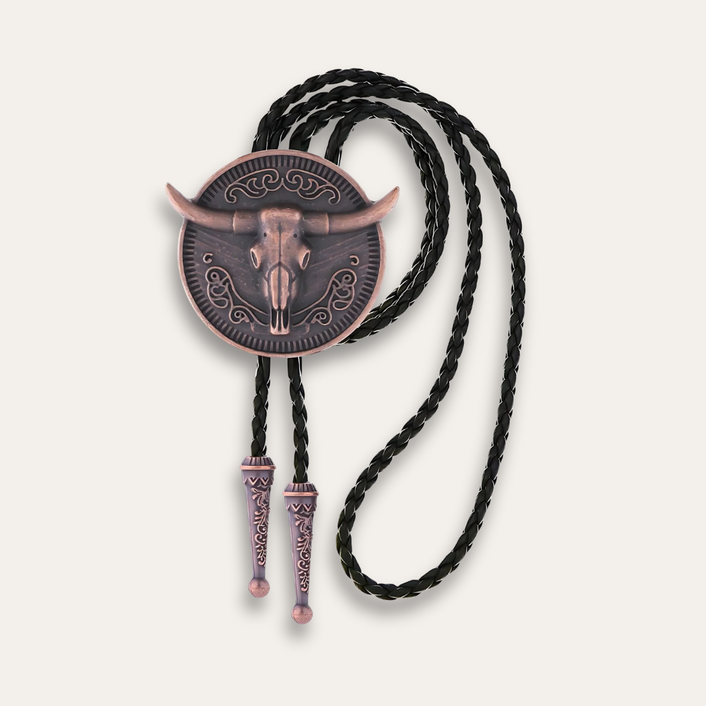 Longhorn bolo tie, bronze finish