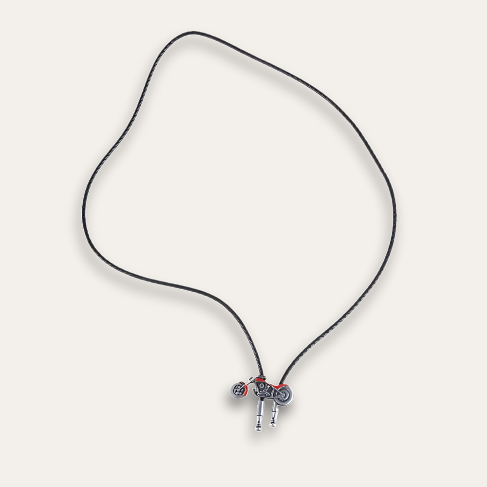 Motorcycle bolo tie, red finish