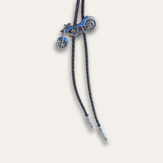 Motorcycle Bolo Tie, blue colorway