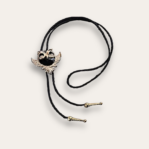 Owl Bolo Tie, black colorway