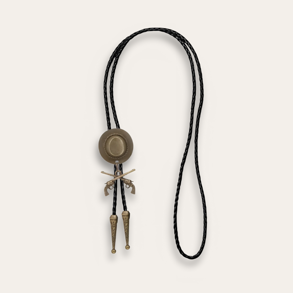 Revolver bolo tie, bronze finish