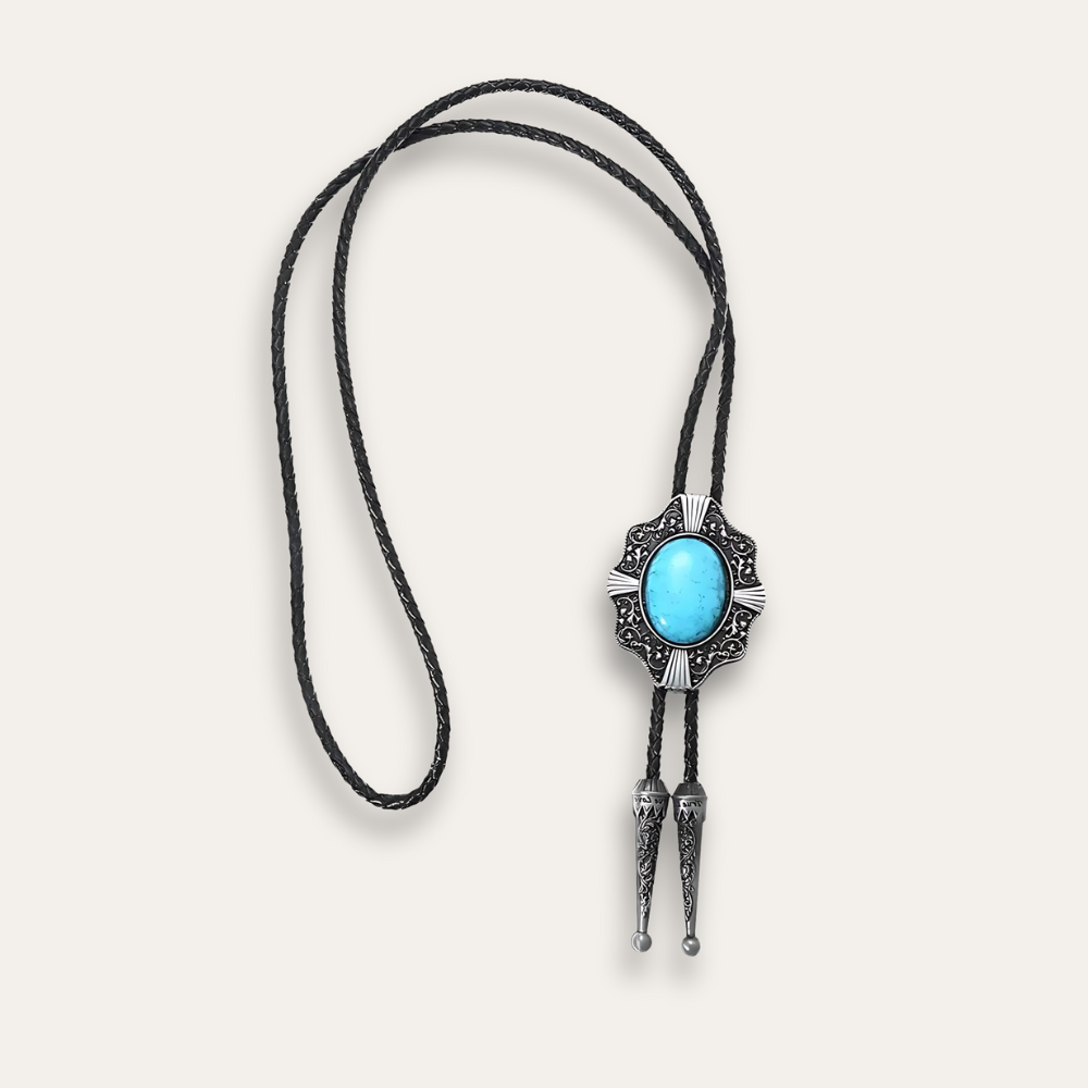 Silver tone turquoise bolo tie