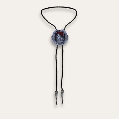 Silver wolf bolo tie