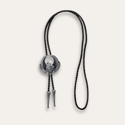 Silver wolf bolo tie