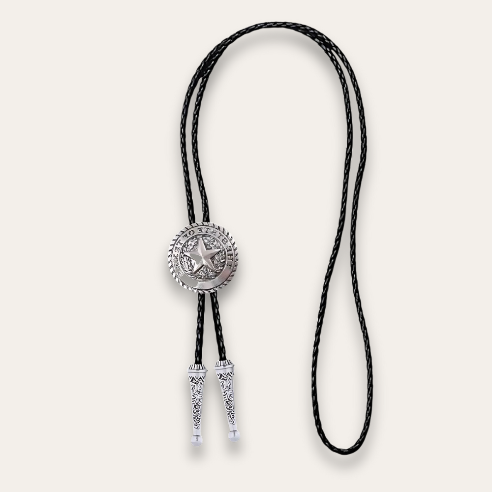 Texas bolo tie, silver finish