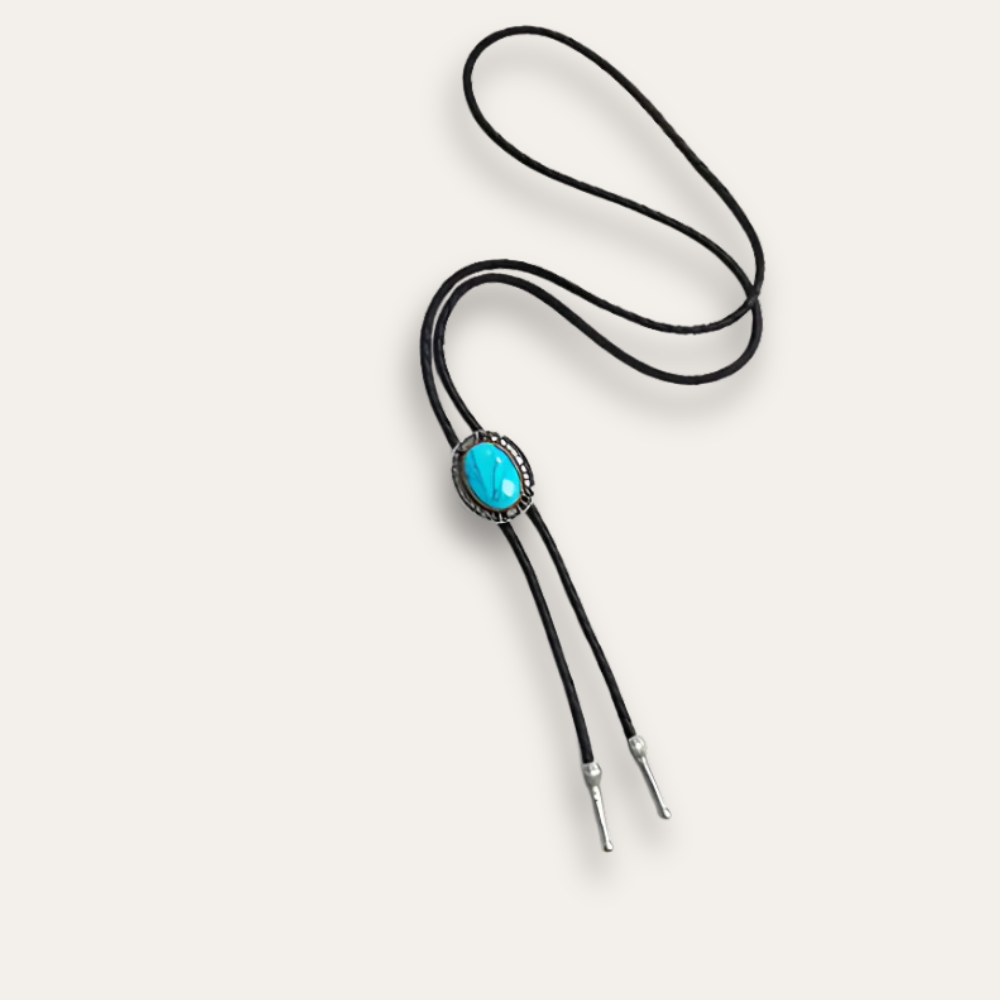 Turquoise bolo tie wedding, silver finish