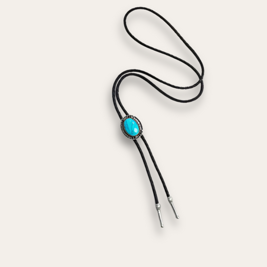Turquoise-Tone Wedding Bolo Tie, silver colorway