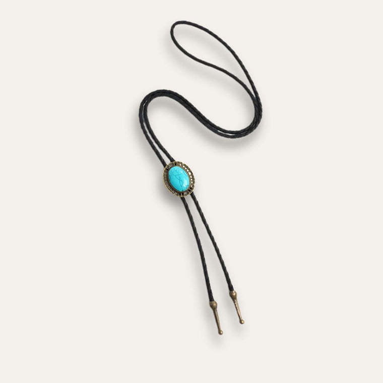 Turquoise bolo tie wedding, bronze finish