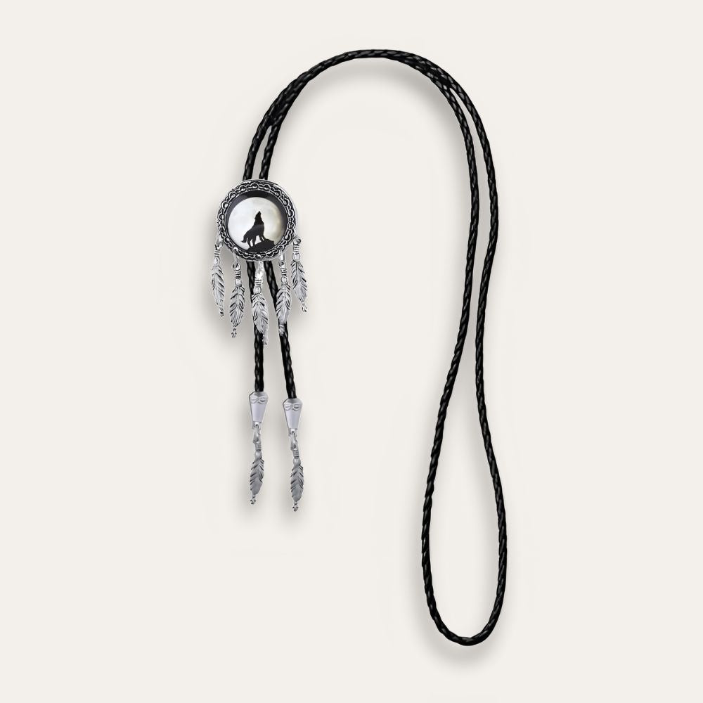 Wolf dreamcatcher bolo tie