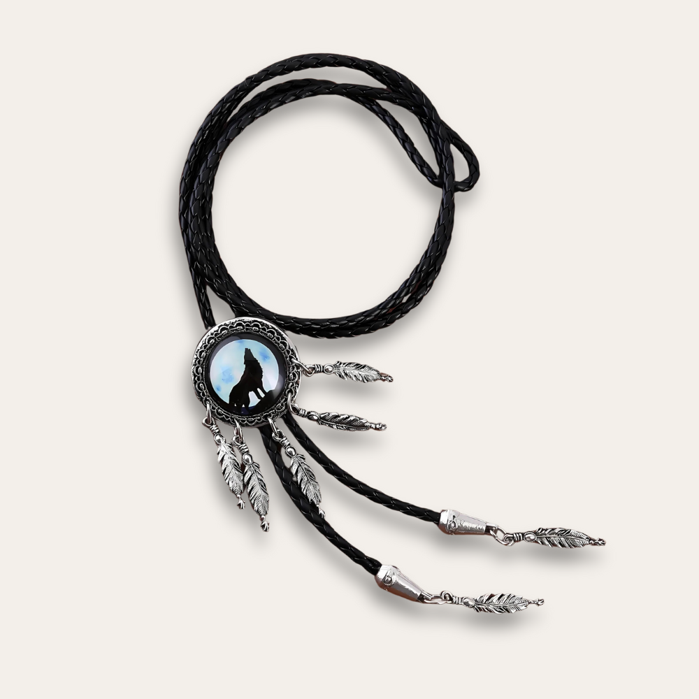 Wolf dreamcatcher bolo tie