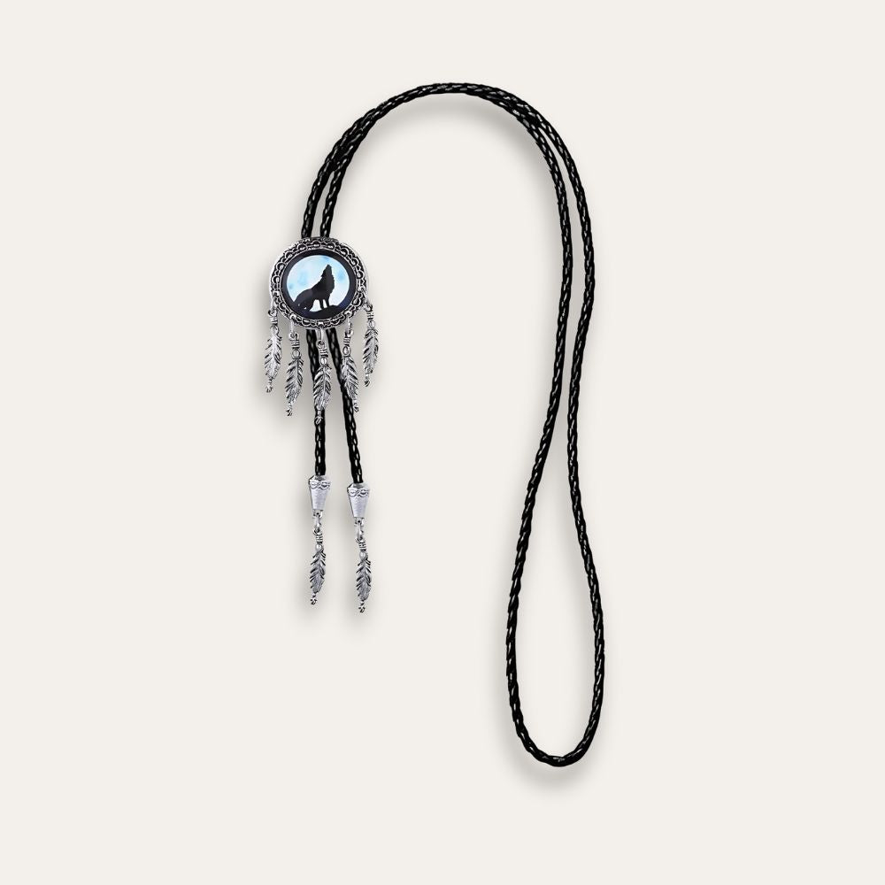 Wolf dreamcatcher bolo tie