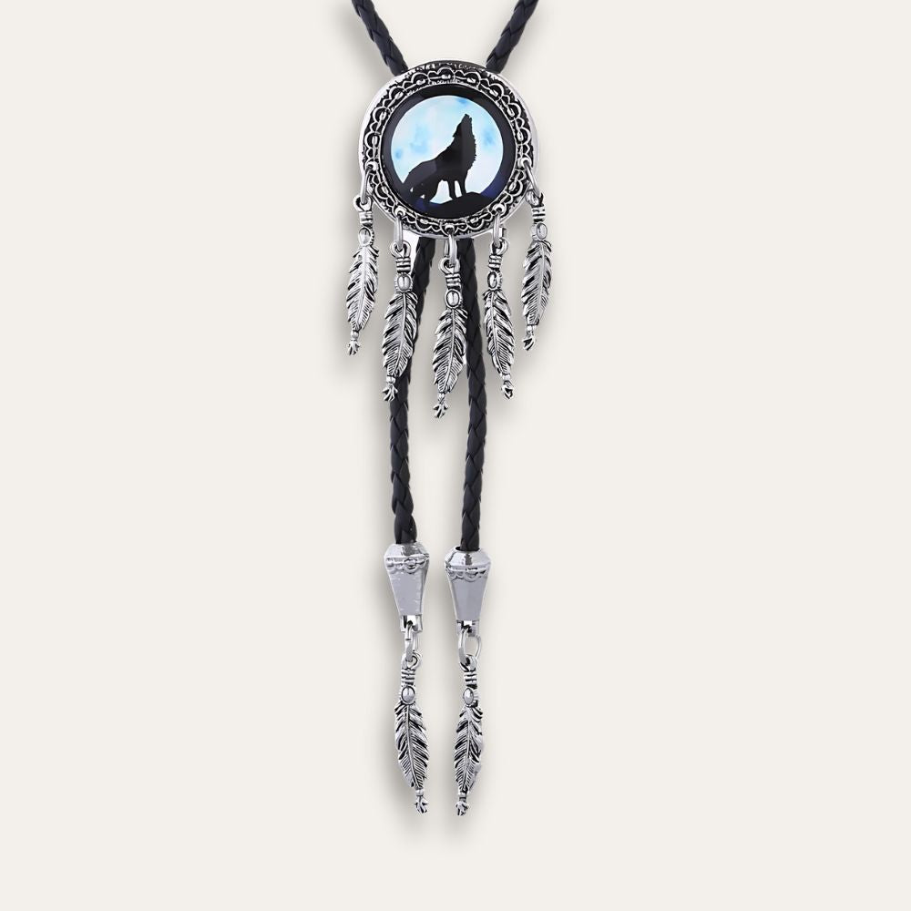 Wolf dreamcatcher bolo tie